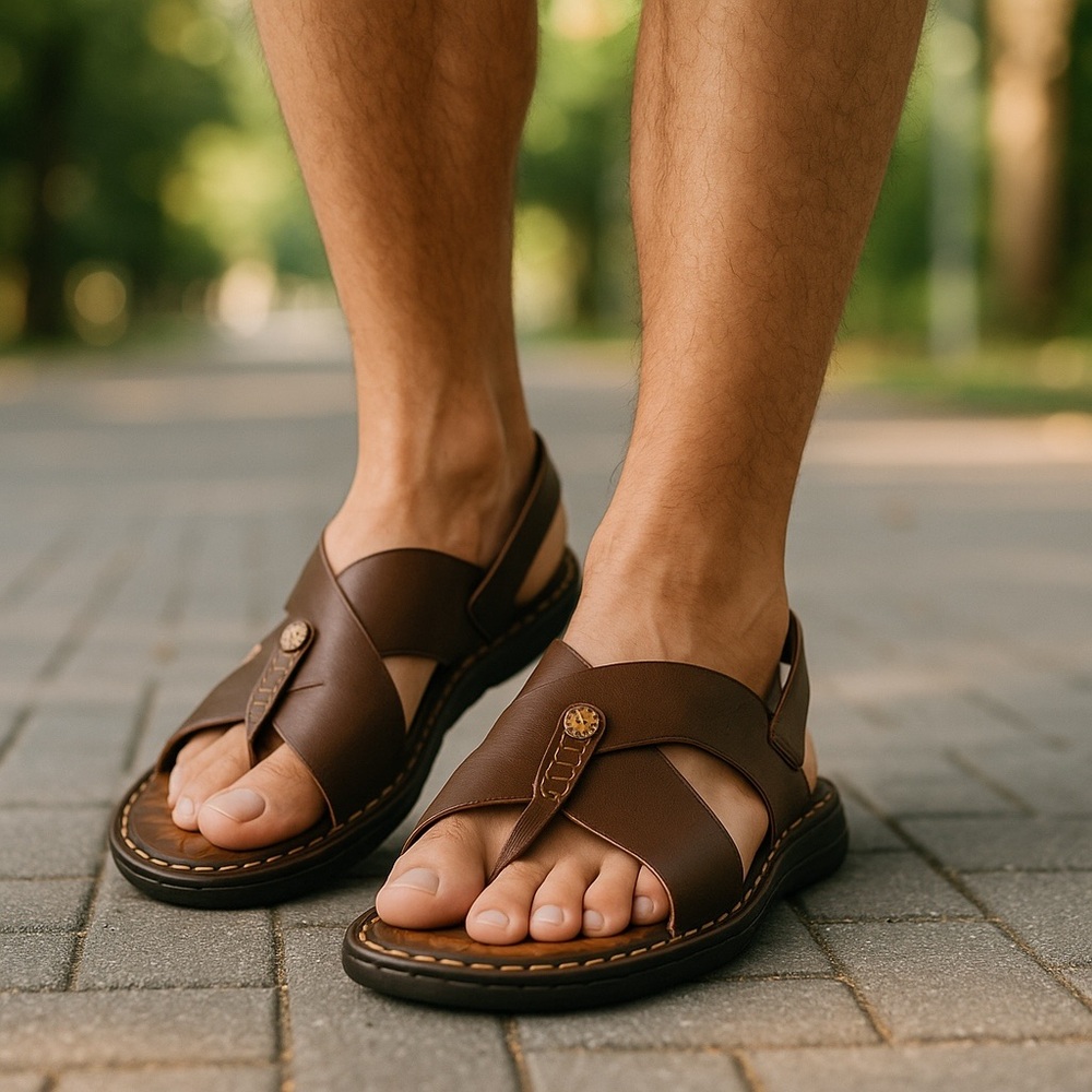 Stylish Brown Leather Sandals for Men